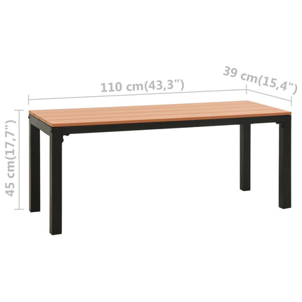 Trädgårdsbänk 110 cm stål och WPC brun och svart