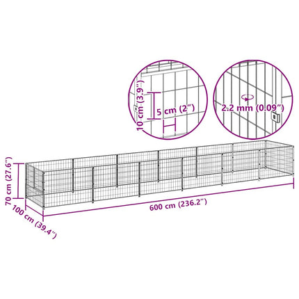 Hundgård svart 6 m² stål