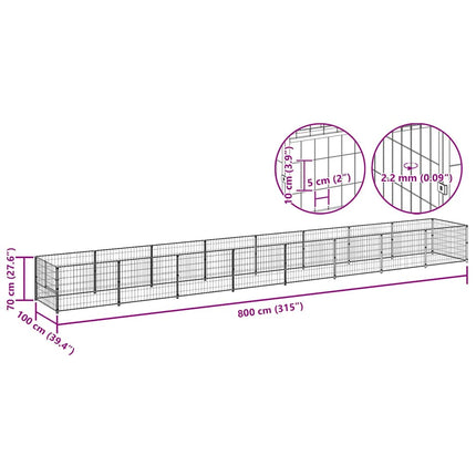 Hundgård svart 8 m² stål
