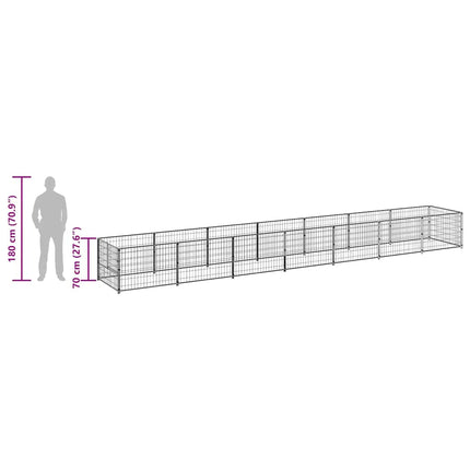 Hundgård svart 8 m² stål