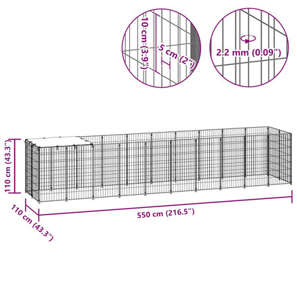 Hundgård svart 6,05 m² stål