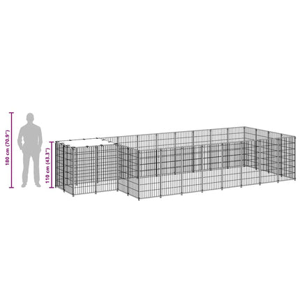 Hundgård svart 10,89 m² stål