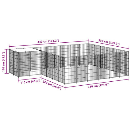 Hundgård svart 12,1 m² stål
