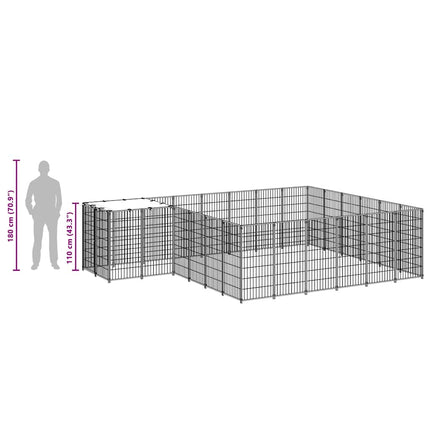 Hundgård svart 12,1 m² stål