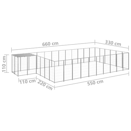 Hundgård silver 19,36 m² stål