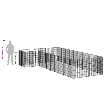 Hundgård svart 13,31 m² stål