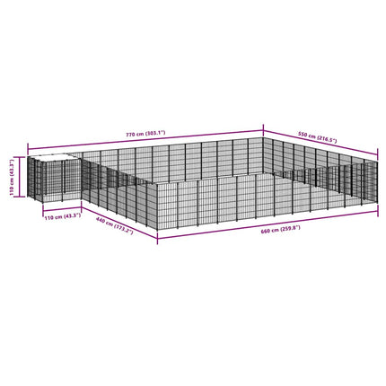 Hundgård silver 37,51 m² stål