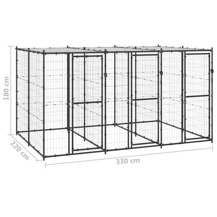 Hundgård för utomhusbruk med tak 7,26 m²