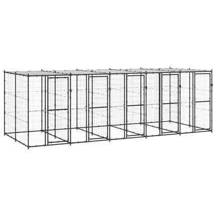 Hundgård för utomhusbruk med tak 12,1 m²