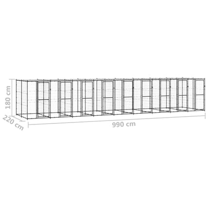 Hundgård för utomhusbruk med tak 21,78 m²