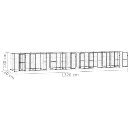 Hundgård för utomhusbruk med tak 29,04 m²