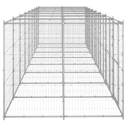 Hundgård för utomhusbruk galvaniserat stål 19,36 m²