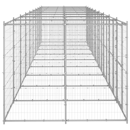 Hundgård för utomhusbruk galvaniserat stål 21,78 m²