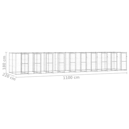 Hundgård för utomhusbruk galvaniserat stål 24,2 m²
