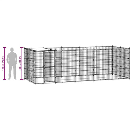 Hundgård för utomhusbruk med tak stål 12,1 m²