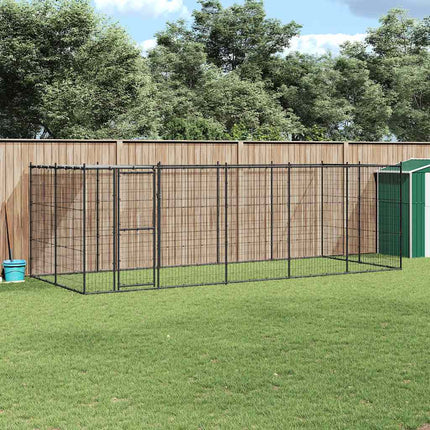 Hundgård för utomhusbruk med tak stål 12,1 m²