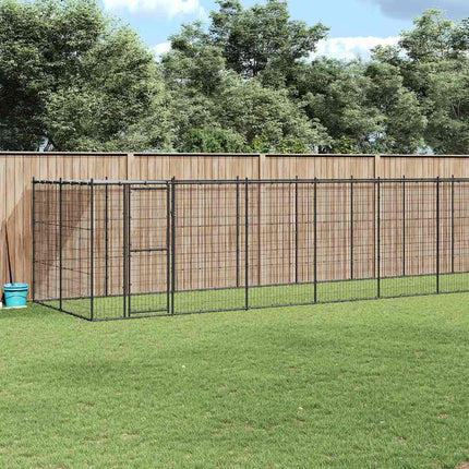 Hundgård för utomhusbruk med tak stål 26,62 m²