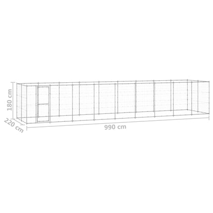 Hundgård för utomhusbruk galvaniserat stål 21,78 m²