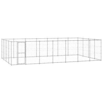 Hundgård för utomhusbruk galvaniserat stål 33,88 m²