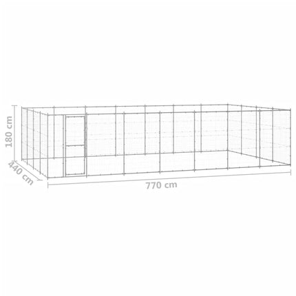 Hundgård för utomhusbruk galvaniserat stål 33,88 m²