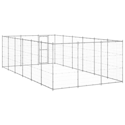 Hundgård för utomhusbruk galvaniserat stål 21,78 m²