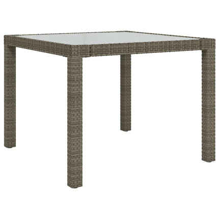 Utebord 90x90x75 cm Härdat glas och konstrotting grå