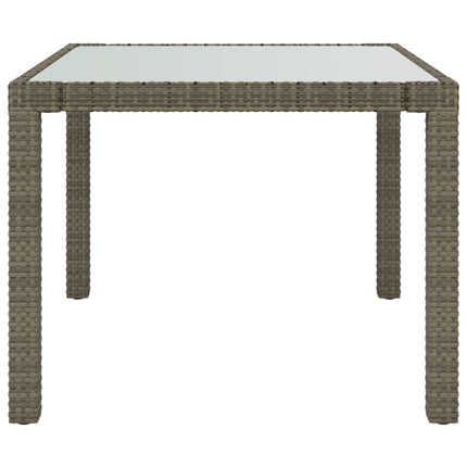 Utebord 90x90x75 cm Härdat glas och konstrotting grå