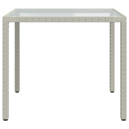 Utebord 90x90x75 cm Härdat glas och konstrotting vit