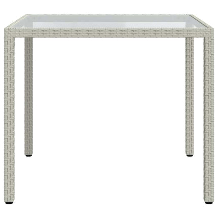 Utebord 90x90x75 cm Härdat glas och konstrotting vit