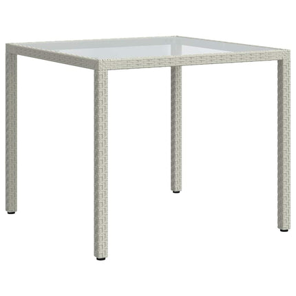 Utebord 90x90x75 cm Härdat glas och konstrotting vit