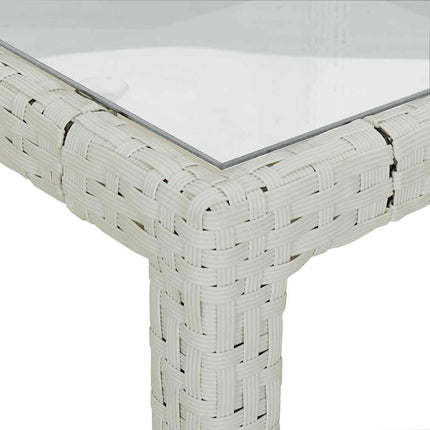 Utebord 90x90x75 cm Härdat glas och konstrotting vit