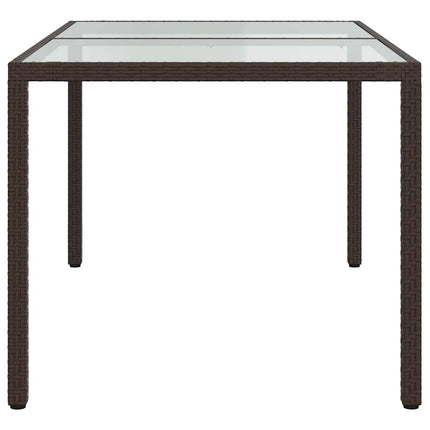 Utebord 150x90x75 cm Härdat glas och konstrotting brun