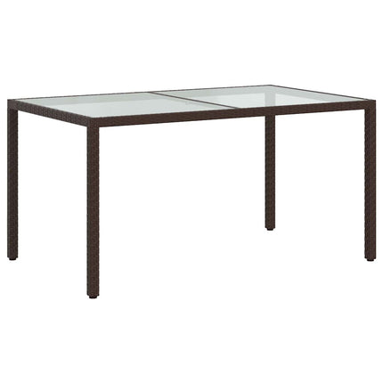 Utebord 150x90x75 cm Härdat glas och konstrotting brun