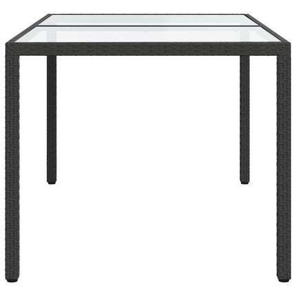 Utebord 150x90x75 cm Härdat glas och konstrotting svart