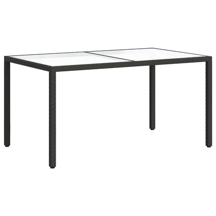 Utebord 150x90x75 cm Härdat glas och konstrotting svart