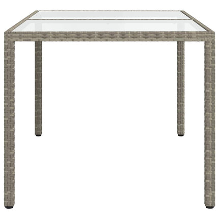 Trädgårdsbord 150x90x75 cm härdat glas och konstrotting grå