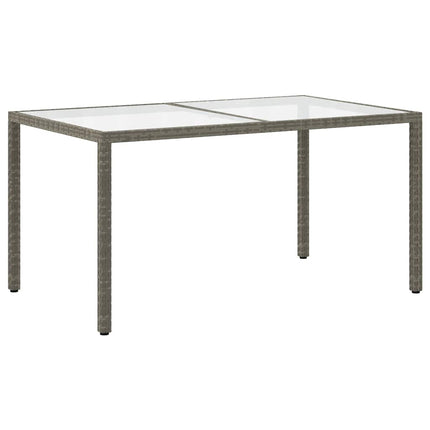 Trädgårdsbord 150x90x75 cm härdat glas och konstrotting grå