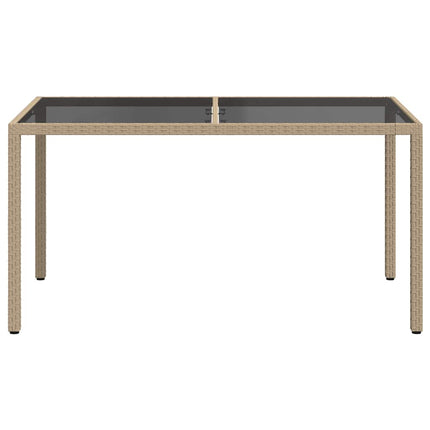 Utebord 150x90x75 cm Härdat glas och konstrotting beige