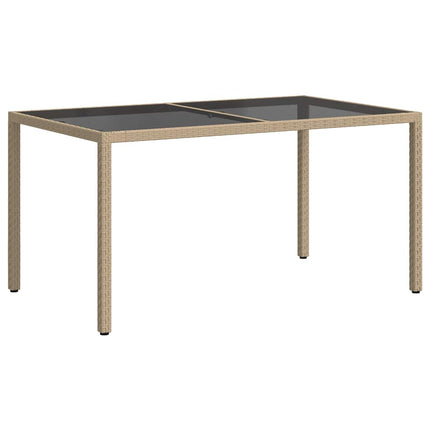 Utebord 150x90x75 cm Härdat glas och konstrotting beige