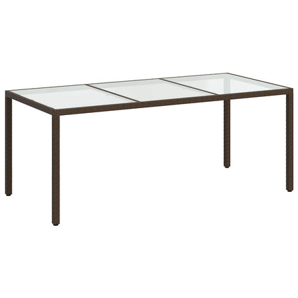 Utebord 190x90x75 cm härdat glas och konstrotting brun