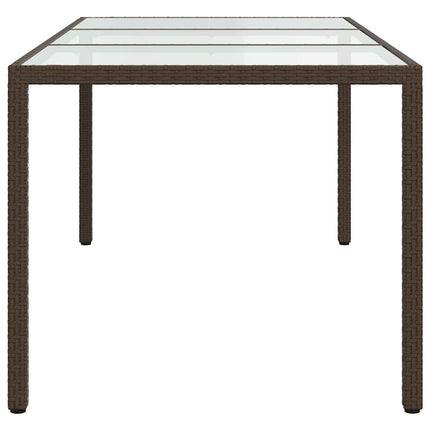 Utebord 190x90x75 cm härdat glas och konstrotting brun