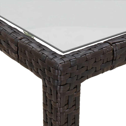 Utebord 190x90x75 cm härdat glas och konstrotting brun