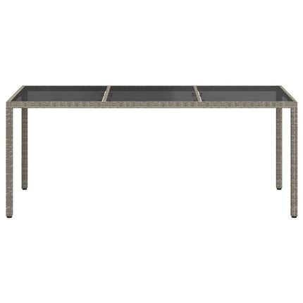 Utebord grå 190x90x75 cm härdat glas och konstrotting