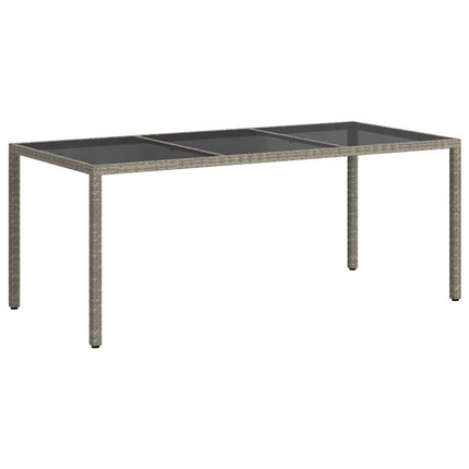 Utebord grå 190x90x75 cm härdat glas och konstrotting
