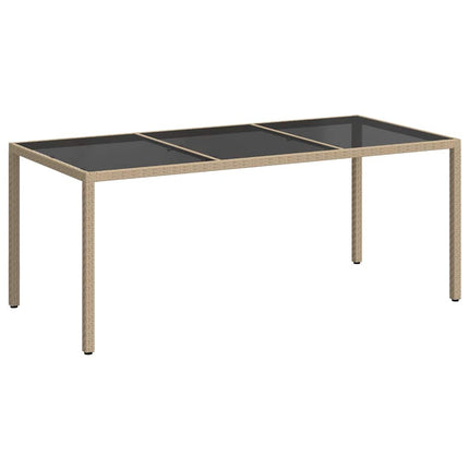 Utebord beige 190x90x75 cm härdat glas och konstrotting
