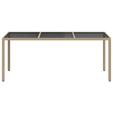 Utebord beige 190x90x75 cm härdat glas och konstrotting