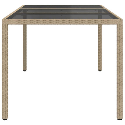 Utebord beige 190x90x75 cm härdat glas och konstrotting