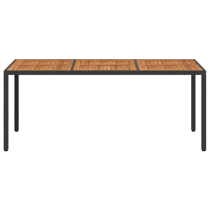 Trädgårdsbord 190x90x75 cm konstrotting och akaciaträ svart
