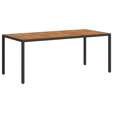 Trädgårdsbord 190x90x75 cm konstrotting och akaciaträ svart