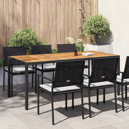 Trädgårdsbord 190x90x75 cm konstrotting och akaciaträ svart